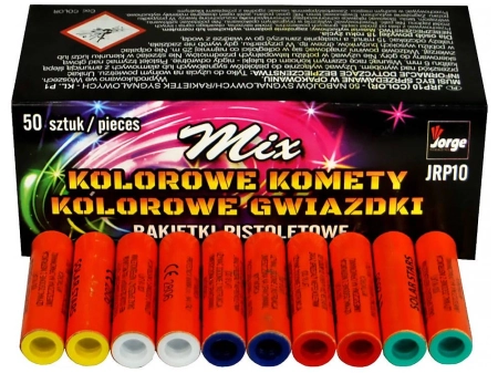 Race pistoletowe MIX Kolorowe komety/gwiazdki JRP10 - 50 sztuk (całe opakowanie)