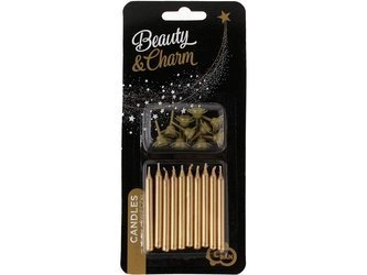 Świeczki B&C urodzinowe złote, 10szt , 5 cm BP560007A