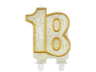 Świeczka B&C cyferka "18", złoty kontur SF-CZ18