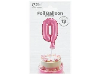 Balon foliowy 13 cm na patyczku "Cyfra 0", różowa BC-5RO0