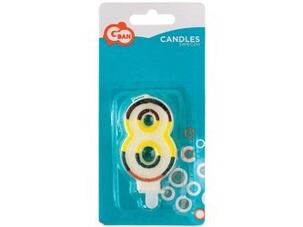 Świeczka cyferka z brokatem "8" SW-CBR8