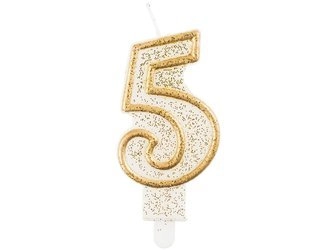 Świeczka B&C cyferka "5", złoty kontur PF-SCZK5