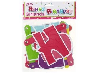 Girlanda "Happy Birthday różowe", 1.8 m PF-GHBR