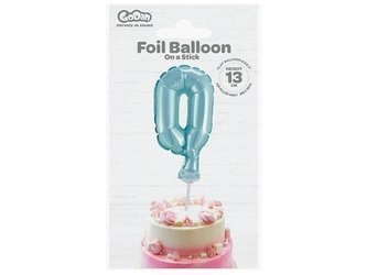 Balon foliowy 13 cm na patyczku "Cyfra 0", błękitna BC-5BL0