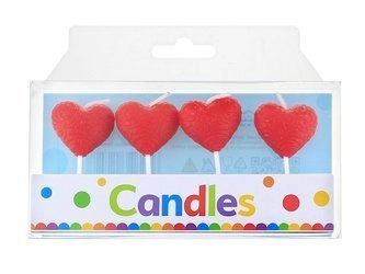Świeczki pikery Serduszka, 4 szt. PF-SPS4