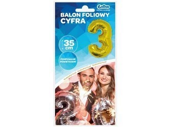 Balon foliowy "Cyfra 3", złota, 35 cm FG-C35Z3