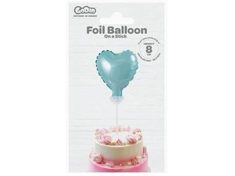 Balon foliowy 8 cm serce na patyczku, błękitne BS-4BL