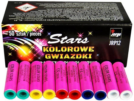 Race pistoletowe STARS Kolorowe gwiazdki JRP12 - 50 sztuk (całe opakowanie)