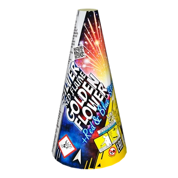 JF92 - SILVER RED FLAME GOLDEN FLOWER + RED & BLUE STARS