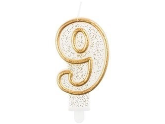 Świeczka B&C cyferka "9", złoty kontur PF-SCZK9