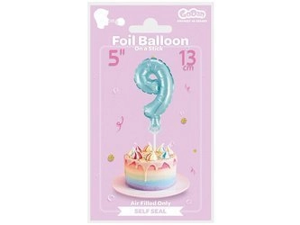 Balon foliowy 13 cm na patyczku "Cyfra 9", błękitna BC-5BL9