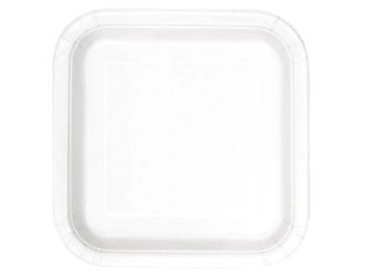 Talerzyki papierowe, białe, 18 cm, kwadratowe, 16 szt. 31053