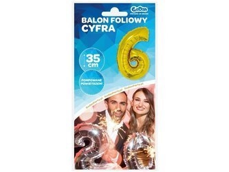 Balon foliowy "Cyfra 6", złota, 35 cm FG-C35Z6