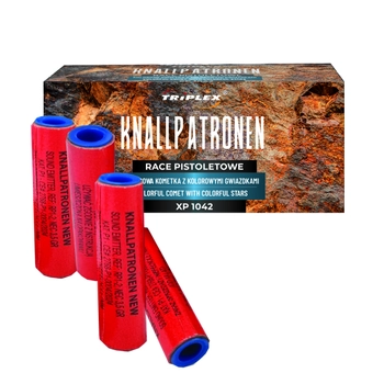 Race pistoletowe KNALLPATRONEN XP1042 - kolorowa kometka z kolorwymi gwiazdkami (mix kolorów) - 50 sztuk (całe opakowanie)
