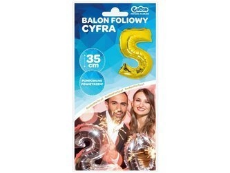Balon foliowy "Cyfra 5", złota, 35 cm FG-C35Z5
