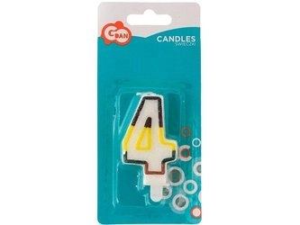 Świeczka cyferka z brokatem "4" SW-CBR4